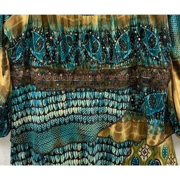 Womens Y2K Babydoll Top Sz XL Fairy Grunge Tiered Ruffle Lace Sequin Boho Office - Picture 10 of 11